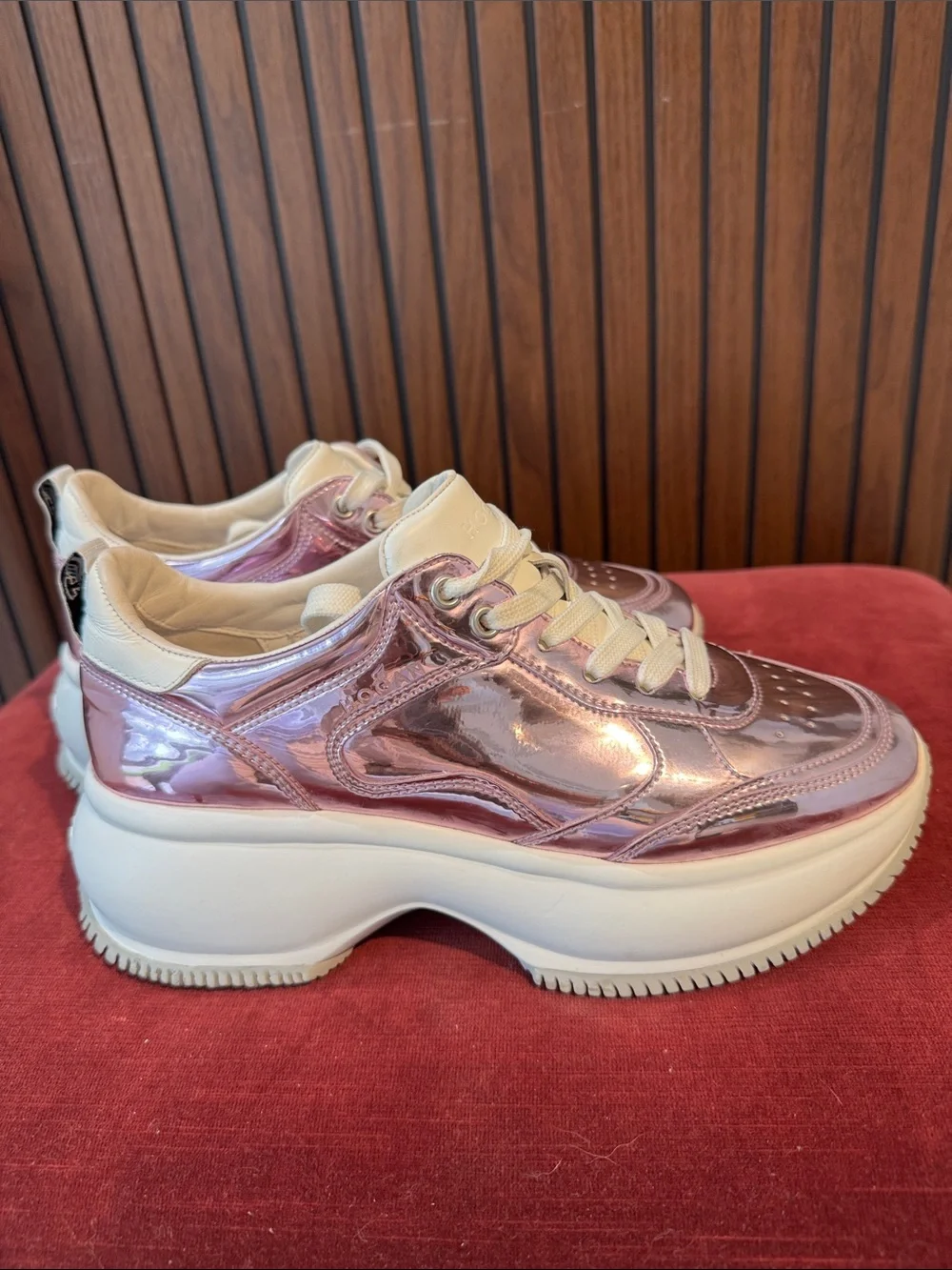 Hogan Metallic Pink Rose Gold Chunky Platform Sneakers EU 38